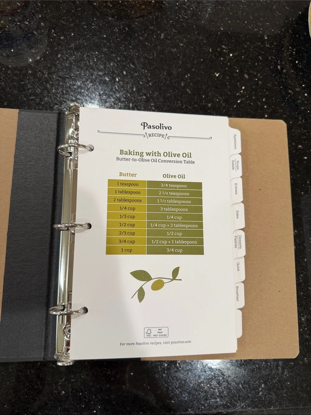 Pasolivo Kraft Notebook cookbook recipes with Black Spine olive oil from Paso